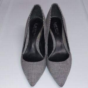 Lauren Ralph Lauren Black and White Checkered Heels Point Toe